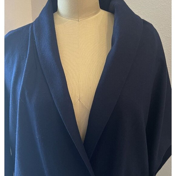 Eileen Fisher Boiled Wool Shawl Wrap Jacket Size Petite Large Midnight Navy Blue - Picture 3 of 14